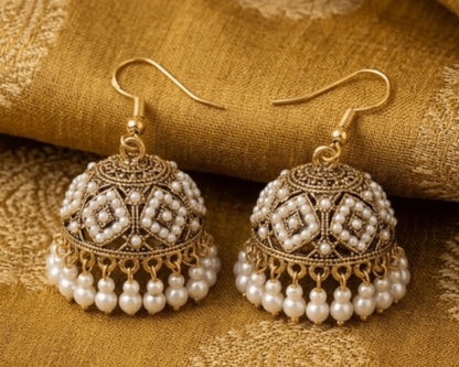 Amroze Heritage - Royal Mughal Pearl Jhumka Earrings - IEJ-EM-018