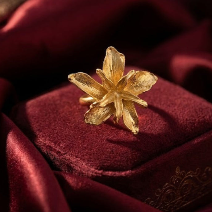 Amroze Heritage - Floral Charm Adjustable Ring - RG-EM-001