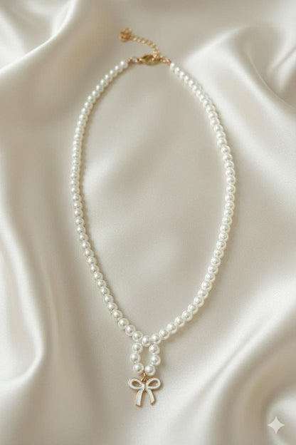 Amroze Heritage - Ivory Ribbon Pearl Necklace - NK-EM-001