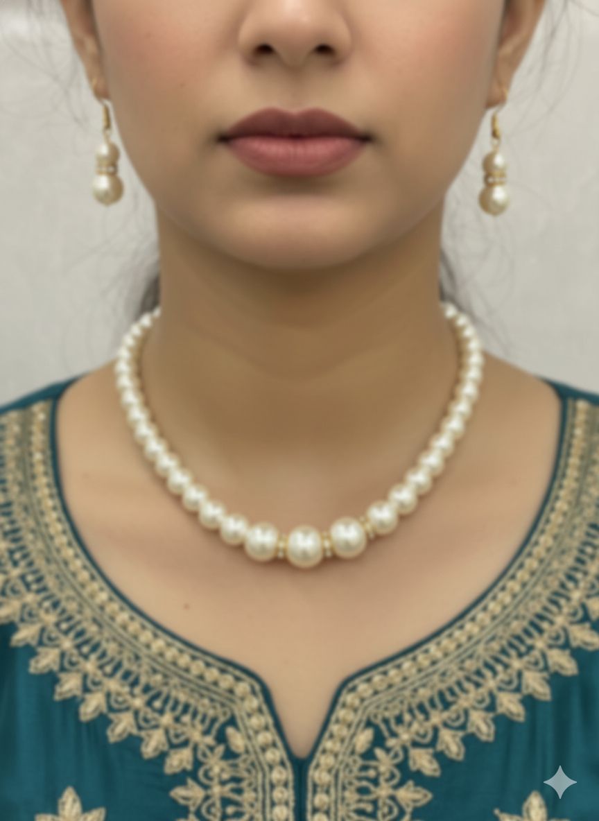 Amroze Heritage - Celeste Pearl Necklace - NK-EM-008