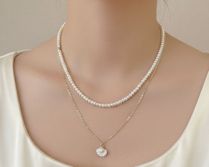 Amroze Heritage - Seashell Grace Layered Necklace - NK-EM-009