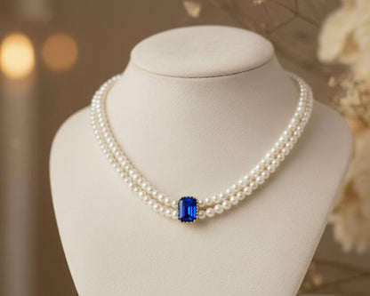 Amroze Heritage - Sultana Pearl Choker Blue - CK-EM-004 -