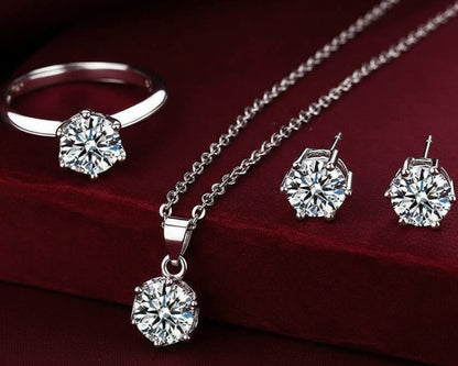 Amroze Heritage - Round Silver Stone Pendant Set –