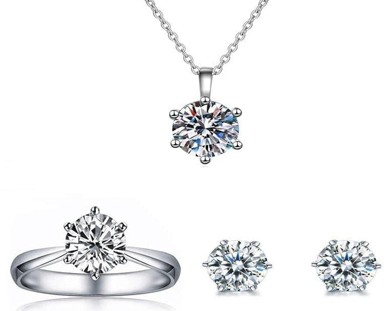 Amroze Heritage - Round Silver Stone Pendant Set –