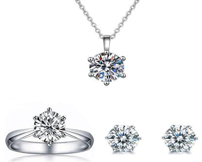 Amroze Heritage - Round Silver Stone Pendant Set –