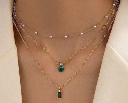 Amroze Heritage - Baguette & Round Pendant with Link Chains –