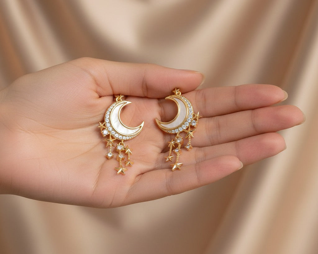 Amroze Heritage - Moon & Stars Drop Earrings Pair –