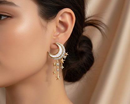 Amroze Heritage - Moon & Stars Drop Earrings Pair –