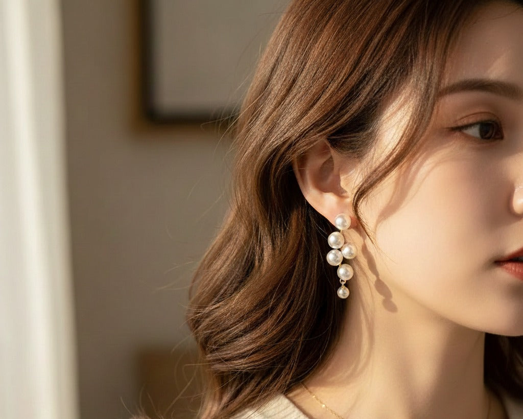Amroze Heritage - ZigZag Pearl Drop Earrings Pair –