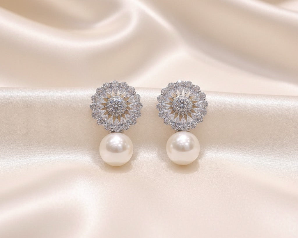 Amroze Heritage - Floral Sparkle Stud Earrings –