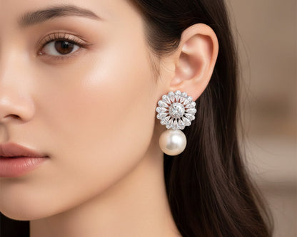 Amroze Heritage - Floral Sparkle Stud Earrings –