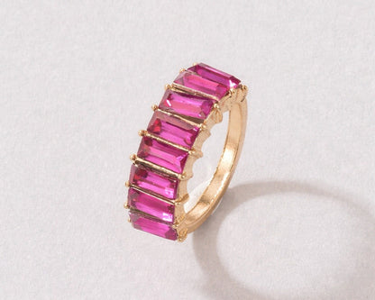 Amroze Heritage - Pink Baguette 7 Size Layered Ring