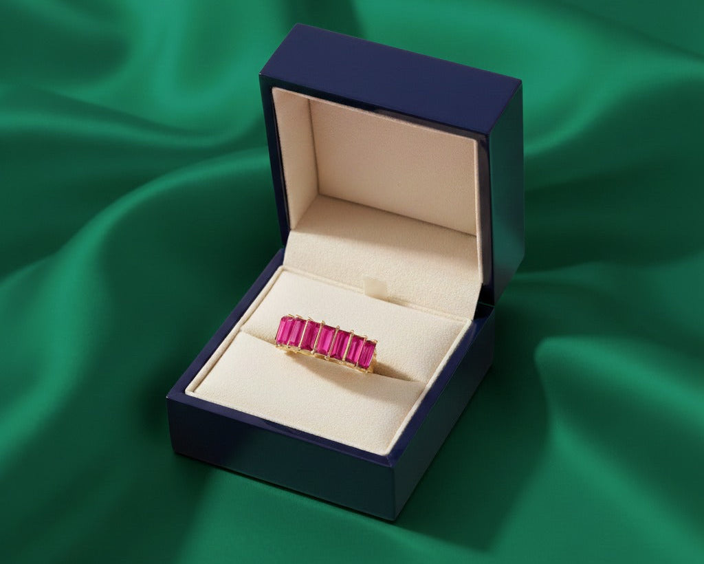 Amroze Heritage - Pink Baguette 7 Size Layered Ring