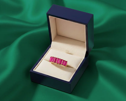 Amroze Heritage - Pink Baguette 7 Size Layered Ring
