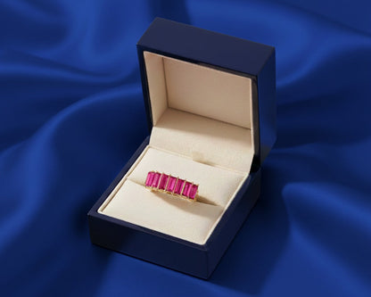 Amroze Heritage - Pink Baguette 7 Size Layered Ring