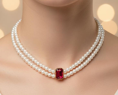 Amroze Heritage - Sultana Pearl Choker Blue - CK-EM-004 -