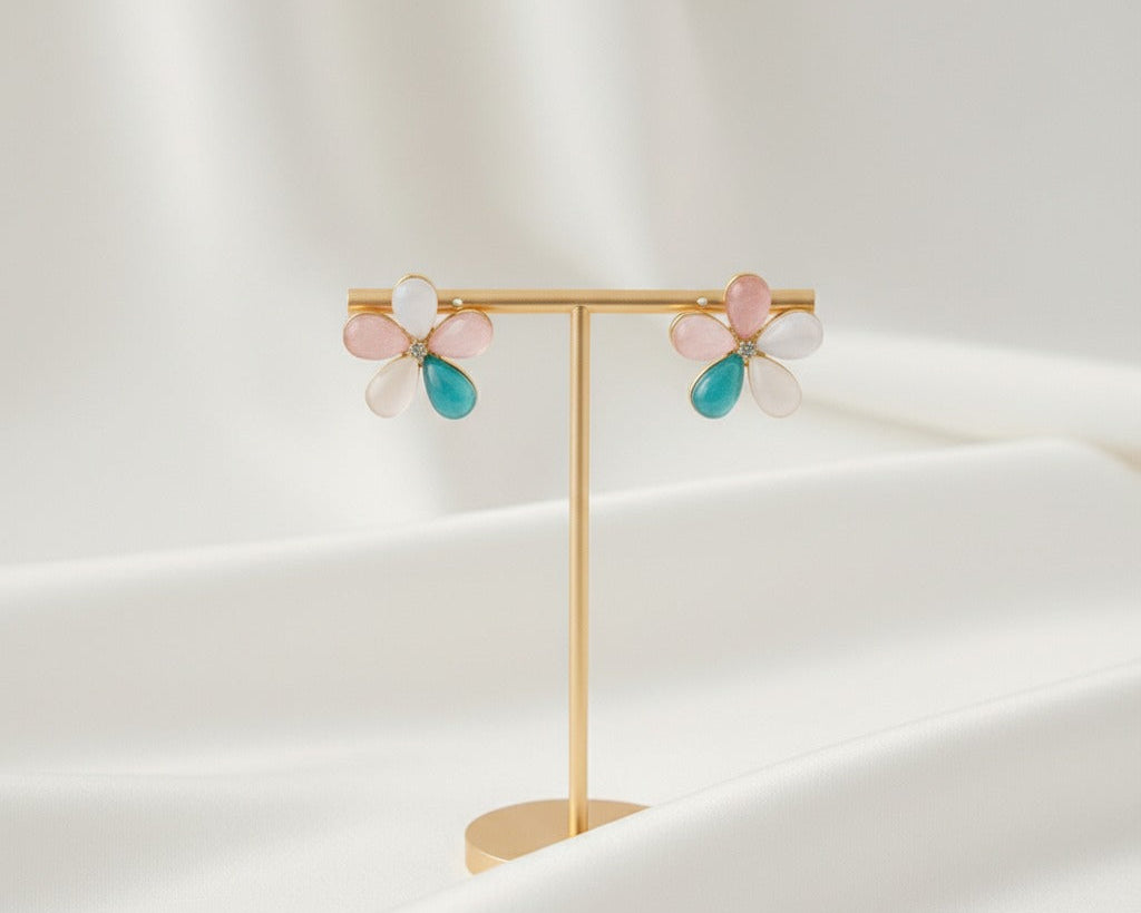 Amroze Heritage -  Flower Stud Earrings Pair –