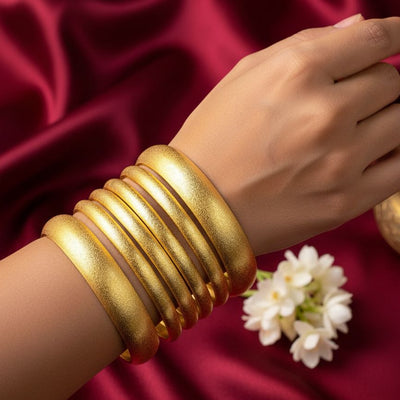 Amroze  Heritage - Matte Gold Plated Traditional Bangle Set - BG-EM-001